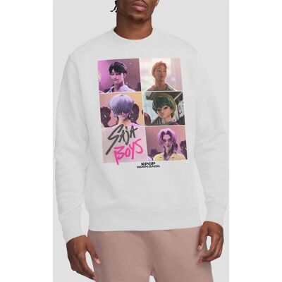 Netflix Kpop Demon Hunters Saja Boys Era Grid Sweatshirt, White Size: Large White L Netflix Kpop Demon Hunters Saja Boys Era Grid Sweatshirt, White Size: Large White L