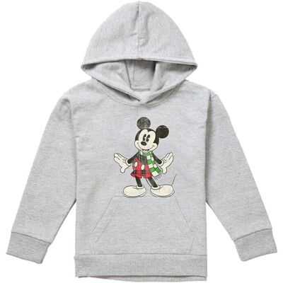 Disney Mickey Mouse Retro Christmas Scarf Youth Kids Pull-Over Hoodie, Athletic Heather in Grey Size: 9-11 Years Grey 9-11 Years Disney Mickey Mouse Retro Christmas Scarf Youth Kids Pull-Over Hoodie, Athletic Heather in Grey Size: 9-11 Years Grey 9-11 Years