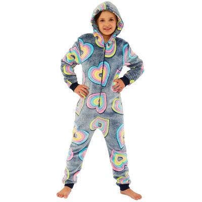 Cozy n Dozy Rainbow Hearts Fleece Onesie in Navy Size: 13 Years Navy 13 Years Cozy n Dozy Rainbow Hearts Fleece Onesie in Navy Size: 13 Years Navy 13 Years