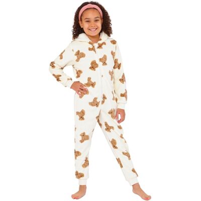 Cozy n Dozy Girl's Teddy Bears Fleece Onesie in Cream Size: 6-7 Years Cream 6-7 Years Cozy n Dozy Girl's Teddy Bears Fleece Onesie in Cream Size: 6-7 Years Cream 6-7 Years