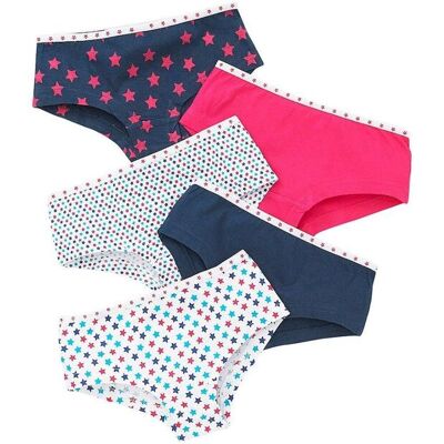 Just Essentials Girl's 5 Pack Printed Hipster Briefs in Navy Size: 5-6 Years Navy 5-6 Years Just Essentials Girl's 5 Pack Printed Hipster Briefs in Navy Size: 5-6 Years Navy 5-6 Years