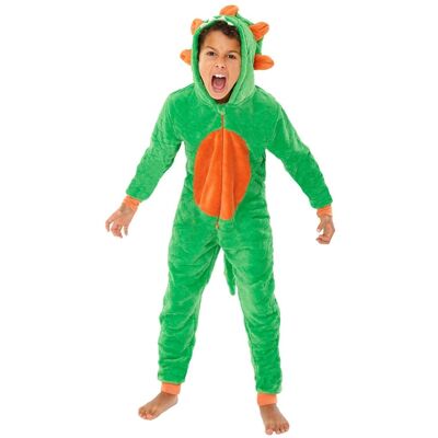 Animal Crazy Dinosaur Embossed Fleece Onesie in Green Size: 10-11 Years Green 10-11 Years Animal Crazy Dinosaur Embossed Fleece Onesie in Green Size: 10-11 Years Green 10-11 Years