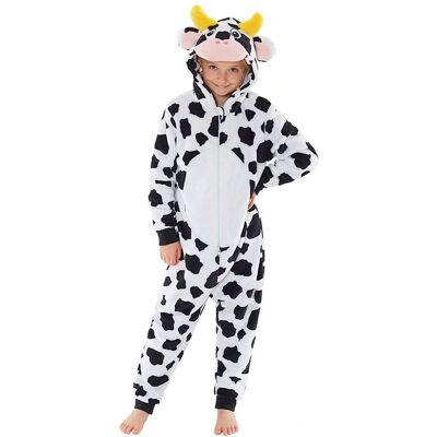 Animal Crazy Cow Fleece Onesie in Black Size: 6-7 Years Black 6-7 Years Animal Crazy Cow Fleece Onesie in Black Size: 6-7 Years Black 6-7 Years