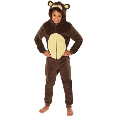 Animal Crazy Monkey Fleece Onesie in Brown Size: 8-9 Years Brown 8-9 Years Animal Crazy Monkey Fleece Onesie in Brown Size: 8-9 Years Brown 8-9 Years