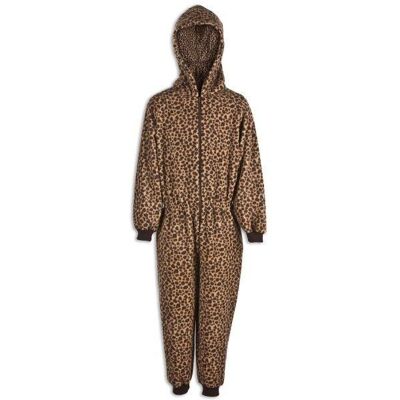 Camille All In One Caramel Leopard Print Hooded Onesie in Brown Size: 6-8 Years Brown 6-8 Years Camille All In One Caramel Leopard Print Hooded Onesie in Brown Size: 6-8 Years Brown 6-8 Years