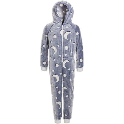 Camille All In One Glow In The Dark Hooded Onesie in Grey Size: 6-8 Years Grey 6-8 Years Camille All In One Glow In The Dark Hooded Onesie in Grey Size: 6-8 Years Grey 6-8 Years