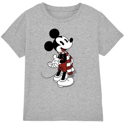 Mickey Mouse Christmas Scarf Kids T-Shirt Light Grey Size: 7-8 Years Light Grey 7-8 Years Mickey Mouse Christmas Scarf Kids T-Shirt Light Grey Size: 7-8 Years Light Grey 7-8 Years