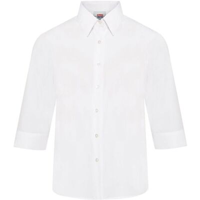 David Luke Girl's 3/4 Sleeve Fitted School Blouse 2 pack in White Size: 12-13 Years White 12-13 Years David Luke Girl's 3/4 Sleeve Fitted School Blouse 2 pack in White Size: 12-13 Years White 12-13 Years