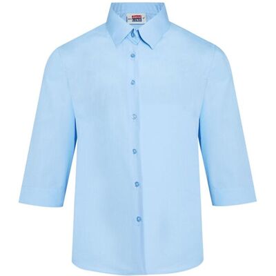 David Luke Girl's 3/4 Sleeve Fitted School Blouse 2 pack in Blue Size: 11-12 Years Blue 11-12 Years David Luke Girl's 3/4 Sleeve Fitted School Blouse 2 pack in Blue Size: 11-12 Years Blue 11-12 Years