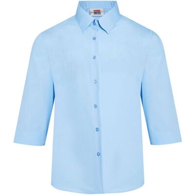 David Luke Girl's 3/4 Sleeve Fitted School Blouse 2 pack in Blue Size: 12-13 Years Blue 12-13 Years David Luke Girl's 3/4 Sleeve Fitted School Blouse 2 pack in Blue Size: 12-13 Years Blue 12-13 Years