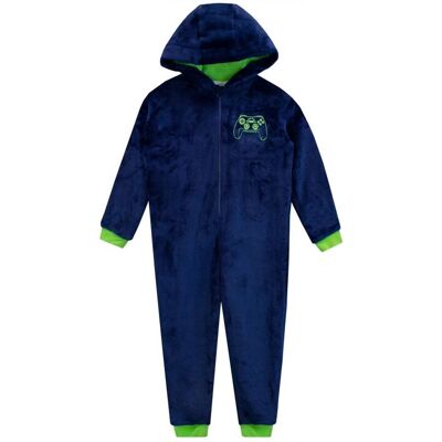 Harry Bear Boy's Long Sleeve Hooded Born To Be A Gamer Onesie in Blue Size: 5-6 Years Blue 5-6 Years Harry Bear Boy's Long Sleeve Hooded Born To Be A Gamer Onesie in Blue Size: 5-6 Years Blue 5-6 Years