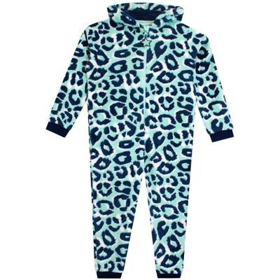Harry Bear Girl's Long Sleeve Hooded Animal Print Onesie in Blue Size: 12-13 Years Blue 12-13 Years Harry Bear Girl's Long Sleeve Hooded Animal Print Onesie in Blue Size: 12-13 Years Blue 12-13 Years