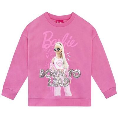 Barbie Girl's Born To Lead Sequin Sweatshirt in Pink Size: 10-11 Years Pink 10-11 Years Barbie Girl's Born To Lead Sequin Sweatshirt in Pink Size: 10-11 Years Pink 10-11 Years
