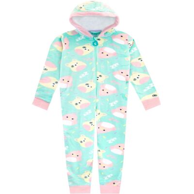 Squishmallows Girl's Fleece Onesie With Hood Size: 5-6 Years Multicolor 5-6 Years Squishmallows Girl's Fleece Onesie With Hood Size: 5-6 Years Multicolor 5-6 Years