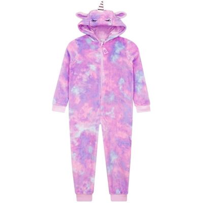 Harry Bear Girl's Tie Dye Unicorn Onesie With 3D Ears in Purple Size: 9-10 Years Purple 9-10 Years Harry Bear Girl's Tie Dye Unicorn Onesie With 3D Ears in Purple Size: 9-10 Years Purple 9-10 Years