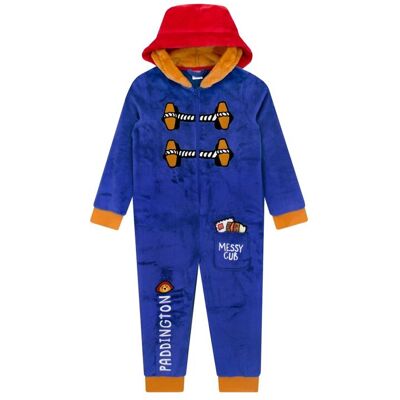 Paddington Bear Boy's Hooded Fleece Onesie With 3D Hat in Blue Size: 5-6 Years Blue 5-6 Years Paddington Bear Boy's Hooded Fleece Onesie With 3D Hat in Blue Size: 5-6 Years Blue 5-6 Years