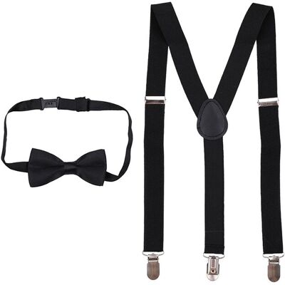 Neel Blue Kids Braces & Bow Tie Set, Fully Elastic Y Shape Suspender, 25mm Wide in Black Size: 12-16 Years Black 12-16 Years Neel Blue Kids Braces & Bow Tie Set, Fully Elastic Y Shape Suspender, 25mm Wide in Black Size: 12-16 Years Black 12-16 Years