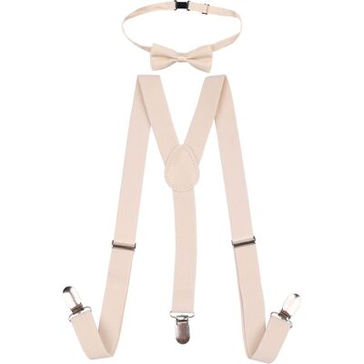 Neel Blue Kids Braces & Bow Tie Set, Fully Elastic Y Shape Suspender, 25mm Wide in Beige Size: 12-16 Years Beige 12-16 Years Neel Blue Kids Braces & Bow Tie Set, Fully Elastic Y Shape Suspender, 25mm Wide in Beige Size: 12-16 Years Beige 12-16 Years