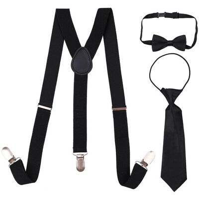 Neel Blue Kids Braces, Bow Tie & Necktie Set, 12-16 Years Y Shape Suspender in Black Black 12-16 Years Neel Blue Kids Braces, Bow Tie & Necktie Set, 12-16 Years Y Shape Suspender in Black Black 12-16 Years
