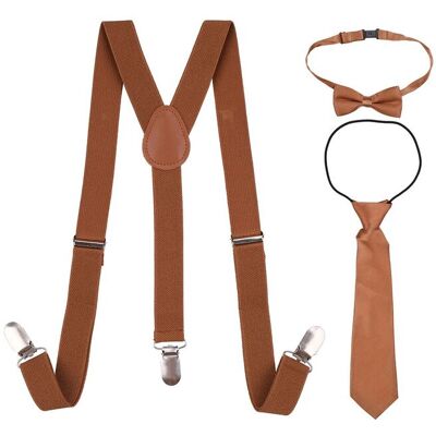 Neel Blue Kids Braces, Bow Tie & Necktie Set, 12-16 Years Y Shape Suspender in Brown Brown 12-16 Years Neel Blue Kids Braces, Bow Tie & Necktie Set, 12-16 Years Y Shape Suspender in Brown Brown 12-16 Years