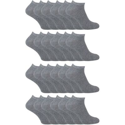 Sock Snob Boy's 24 Pack Multipack Cotton Trainer Socks in Grey Size: 4-6 Years Grey 4-6 Years Sock Snob Boy's 24 Pack Multipack Cotton Trainer Socks in Grey Size: 4-6 Years Grey 4-6 Years