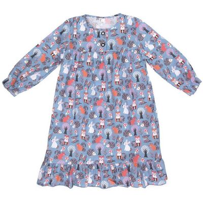 Fox In A Box Girl's Twilight Woodland Cotton Three Quarter Nightie in Blue Size: 10-11 Years Blue 10-11 Years Fox In A Box Girl's Twilight Woodland Cotton Three Quarter Nightie in Blue Size: 10-11 Years Blue 10-11 Years