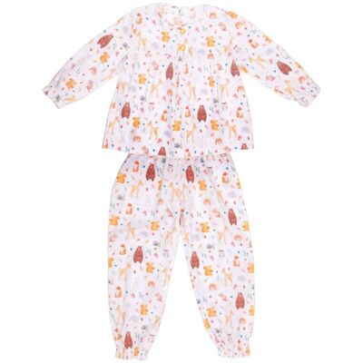 Fox In A Box Girl's Woodland Friends Cotton Trouser Pyjama Set in White Size: 9-10 Years White 9-10 Years Fox In A Box Girl's Woodland Friends Cotton Trouser Pyjama Set in White Size: 9-10 Years White 9-10 Years
