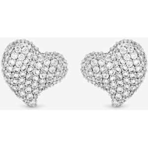 Jon Richard Women's Rhodium Plated Pave Heart Stud Earrings in Silver Silver One Size Jon Richard Women's Rhodium Plated Pave Heart Stud Earrings in Silver Silver One Size
