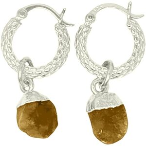 Harfi Women's Raw Citrine November Birthstone Huggie Hoops Sterling Silver Gemstone Earrings Silver One Size Harfi Women's Raw Citrine November Birthstone Huggie Hoops Sterling Silver Gemstone Earrings Silver One Size