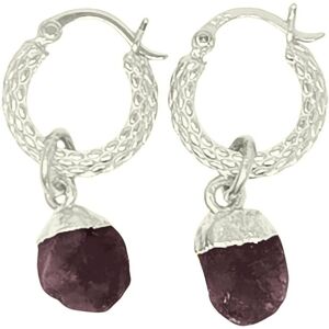 Harfi Women's Raw Garnet January Birthstone Huggie Hoops Sterling Silver Gemstone Earrings Silver One Size Harfi Women's Raw Garnet January Birthstone Huggie Hoops Sterling Silver Gemstone Earrings Silver One Size