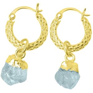 Harfi Women's Raw Aquamarine March Birthstone Huggie Hoops Gold Vermeil Plated Gemstone Earrings Gold One Size Harfi Women's Raw Aquamarine March Birthstone Huggie Hoops Gold Vermeil Plated Gemstone Earrings Gold One Size