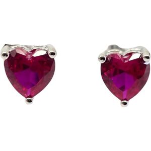 Harfi Women's Ruby Heart Sterling Silver Stud Gemstone Earrings Silver One Size Harfi Women's Ruby Heart Sterling Silver Stud Gemstone Earrings Silver One Size