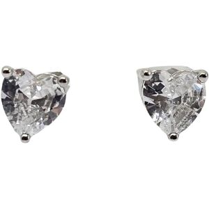 Harfi Women's Diamond Heart Sterling Silver Stud Gemstone Earrings Silver One Size Harfi Women's Diamond Heart Sterling Silver Stud Gemstone Earrings Silver One Size