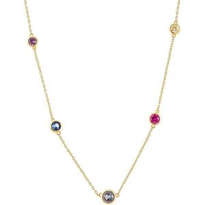 Harfi Women's Delicate Multi Gemstone Crystal Gold Plated Necklace Size: 18 inches Multicolor 18 inches Harfi Women's Delicate Multi Gemstone Crystal Gold Plated Necklace Size: 18 inches Multicolor 18 inches