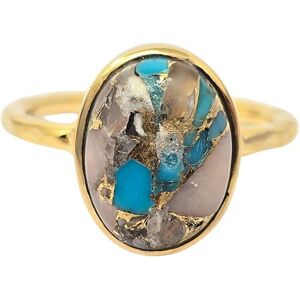 Harfi Women's Statement Opal Turquoise Gemstone Gold Vermeil Ring Size: 52 (L 1/2) Gold 52 (L 1/2) Harfi Women's Statement Opal Turquoise Gemstone Gold Vermeil Ring Size: 52 (L 1/2) Gold 52 (L 1/2)
