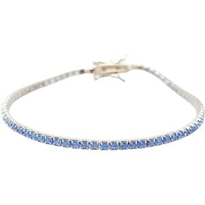 Harfi Women's Blue Topaz Gemstone Silver Tennis Bracelet Size: 18 inches Silver 18 inches Harfi Women's Blue Topaz Gemstone Silver Tennis Bracelet Size: 18 inches Silver 18 inches