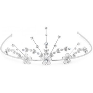 Jon Richard Women's Silver Crystal Flower Statement Tiara - Gift Pouch Silver One Size Jon Richard Women's Silver Crystal Flower Statement Tiara - Gift Pouch Silver One Size