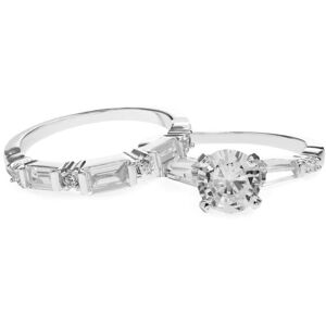 Jon Richard Women's Rhodium Plate Cubic Zirconia Engagement Set Rings in Silver Size: Medium Silver M Jon Richard Women's Rhodium Plate Cubic Zirconia Engagement Set Rings in Silver Size: Medium Silver M