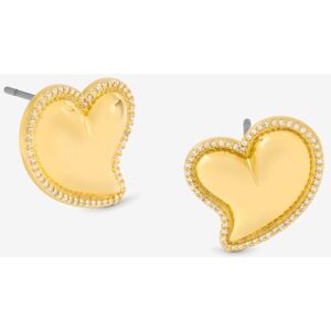 Jon Richard Women's Puff Heart & Cubic Zirconia Stud Earrings in Gold Gold One Size Jon Richard Women's Puff Heart & Cubic Zirconia Stud Earrings in Gold Gold One Size