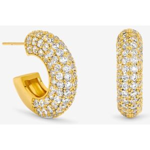 Jon Richard Women's Gold Plated Chubby Pave Hoop Earrings Gold One Size Jon Richard Women's Gold Plated Chubby Pave Hoop Earrings Gold One Size