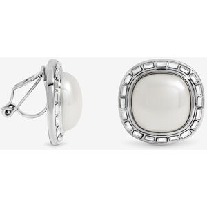 Jon Richard Women's Rhodium Plated & Pearl Clip Earrings in Silver Silver One Size Jon Richard Women's Rhodium Plated & Pearl Clip Earrings in Silver Silver One Size