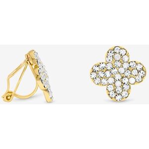 Jon Richard Women's Gold Plated & Pave Clover Clip Earrings Gold One Size Jon Richard Women's Gold Plated & Pave Clover Clip Earrings Gold One Size
