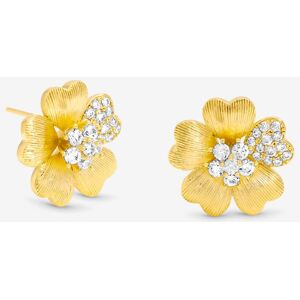 Jon Richard Women's Gold Plated Brushed & Pave Flower Stud Earrings Gold One Size Jon Richard Women's Gold Plated Brushed & Pave Flower Stud Earrings Gold One Size