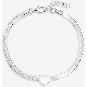 Simply Silver Women's Sterling Silver 925 Polished Snake Chain Puff Heart Bracelet Silver One Size Simply Silver Women's Sterling Silver 925 Polished Snake Chain Puff Heart Bracelet Silver One Size