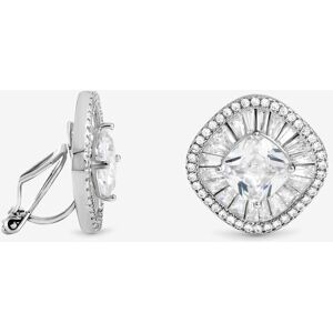 Jon Richard Women's Rhodium Plated Baguette Cubic Zirconia Stud Clip Earrings in Silver Silver One Size Jon Richard Women's Rhodium Plated Baguette Cubic Zirconia Stud Clip Earrings in Silver Silver One Size