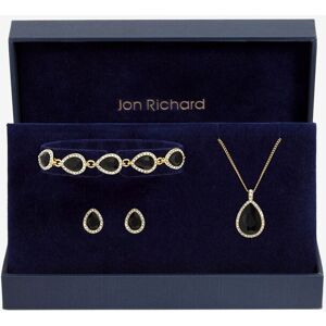Jon Richard Women's Gold Plated & Jet Pear Drop Trio Set - Gift Box Gold One Size Jon Richard Women's Gold Plated & Jet Pear Drop Trio Set - Gift Box Gold One Size
