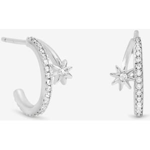 Simply Silver Women's Sterling Silver 925 Cubic Zirconia Double Row Celestial Hoop Earrings Silver One Size Simply Silver Women's Sterling Silver 925 Cubic Zirconia Double Row Celestial Hoop Earrings Silver One Size