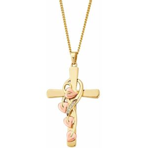 Clogau Women's Tree of Life 9ct Solid Gold Vine Cross Pendant with Diamonds in Metallics Metallics One Size Clogau Women's Tree of Life 9ct Solid Gold Vine Cross Pendant with Diamonds in Metallics Metallics One Size