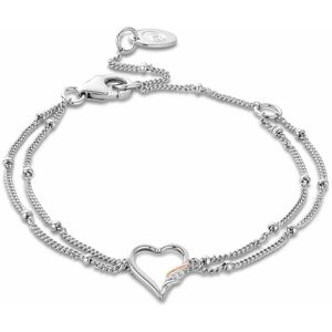 Clogau Women's Past Present Future Sterling Silver Heart Double-Chain Bracelet with Topaz in Metallics Metallics One Size Clogau Women's Past Present Future Sterling Silver Heart Double-Chain Bracelet with Topaz in Metallics Metallics One Size