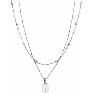 Clogau Women's Nature's Wonder Sterling Silver Beachcomber Layered Necklace with Pearl in Metallics Metallics One Size Clogau Women's Nature's Wonder Sterling Silver Beachcomber Layered Necklace with Pearl in Metallics Metallics One Size